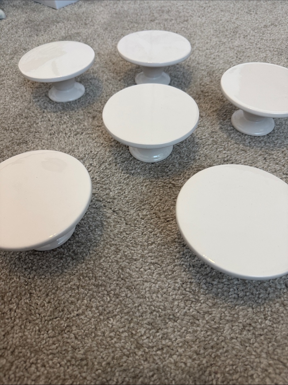 White Ceramic Display Pedestals - Set of 6